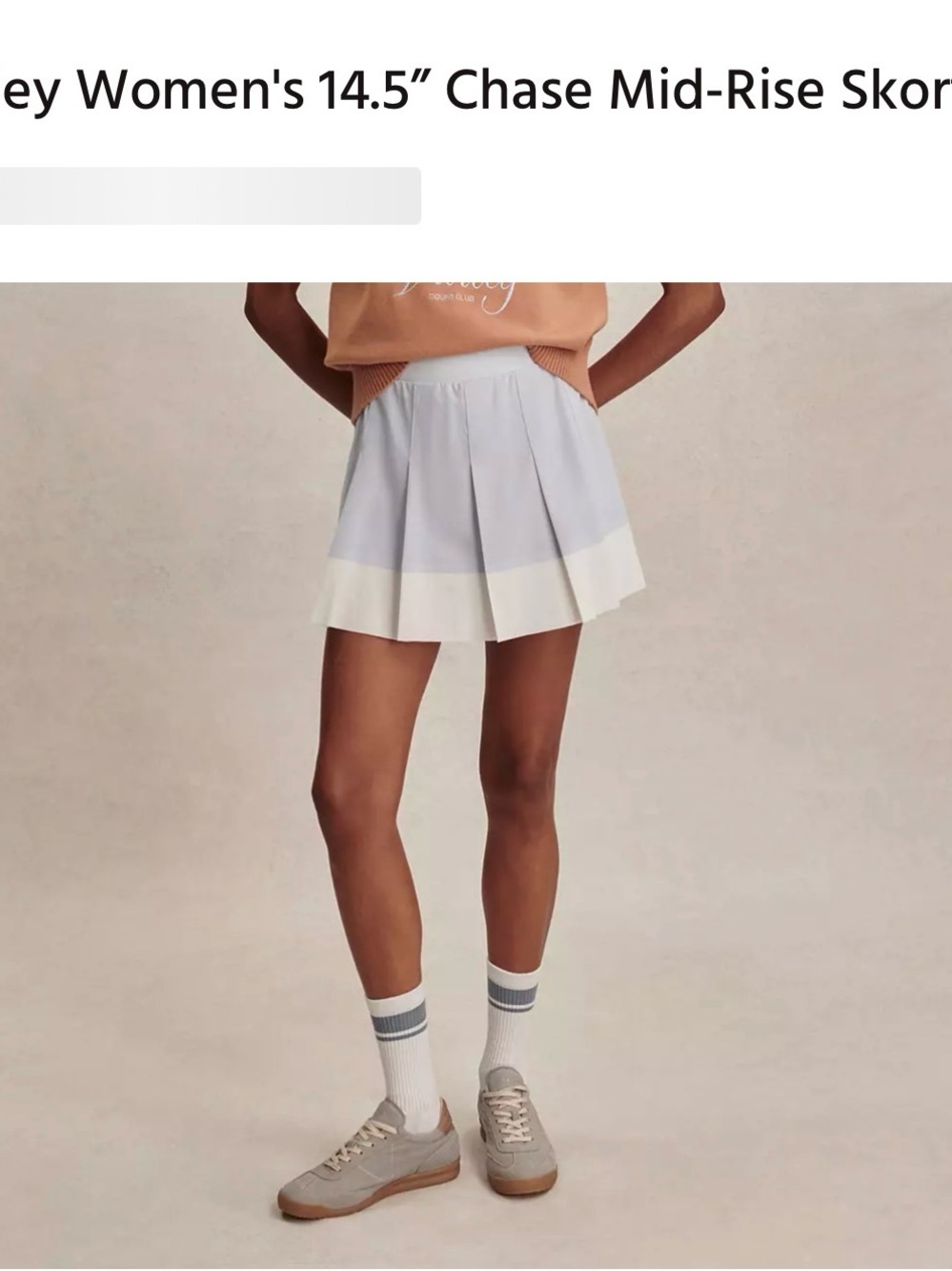 Varley Pleated Skort in Light Blue with White Band